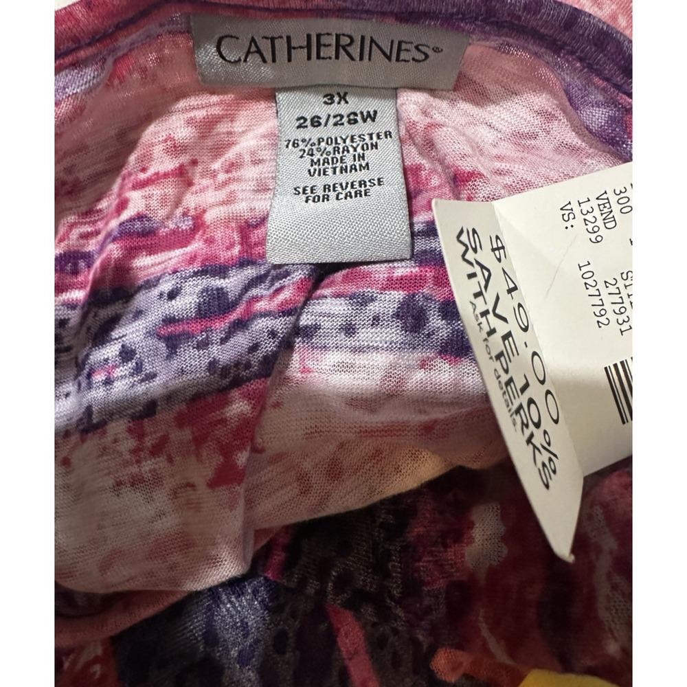 ✨2/$20 NWT Catherines Sleeveless Tiered Top Semi Sheer Purple Pink Plus Size 3X - Picture 6 of 12